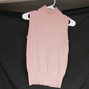 Dressbarn Light Pink Sparkle Sleeveless Turtleneck Sweater Sz Med